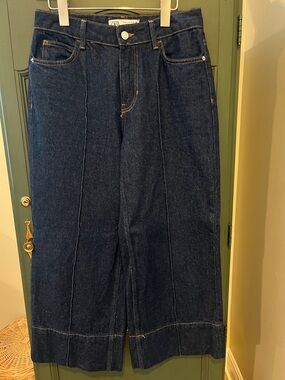 Zara Women’s Relaxed Wide-Leg Dark Indigo Jeans